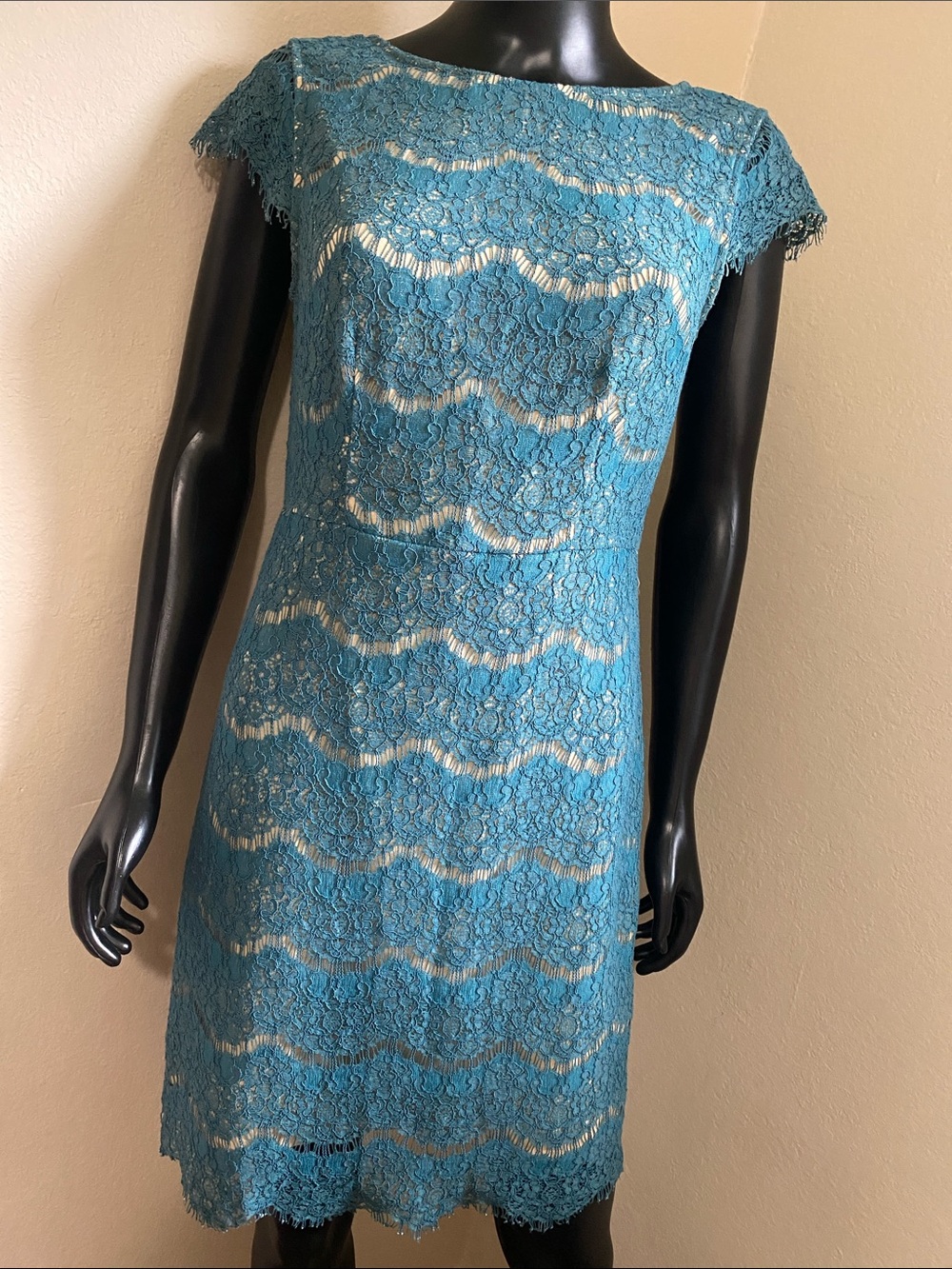 Darling Teal Lace Cap-Sleeve Midi Dress